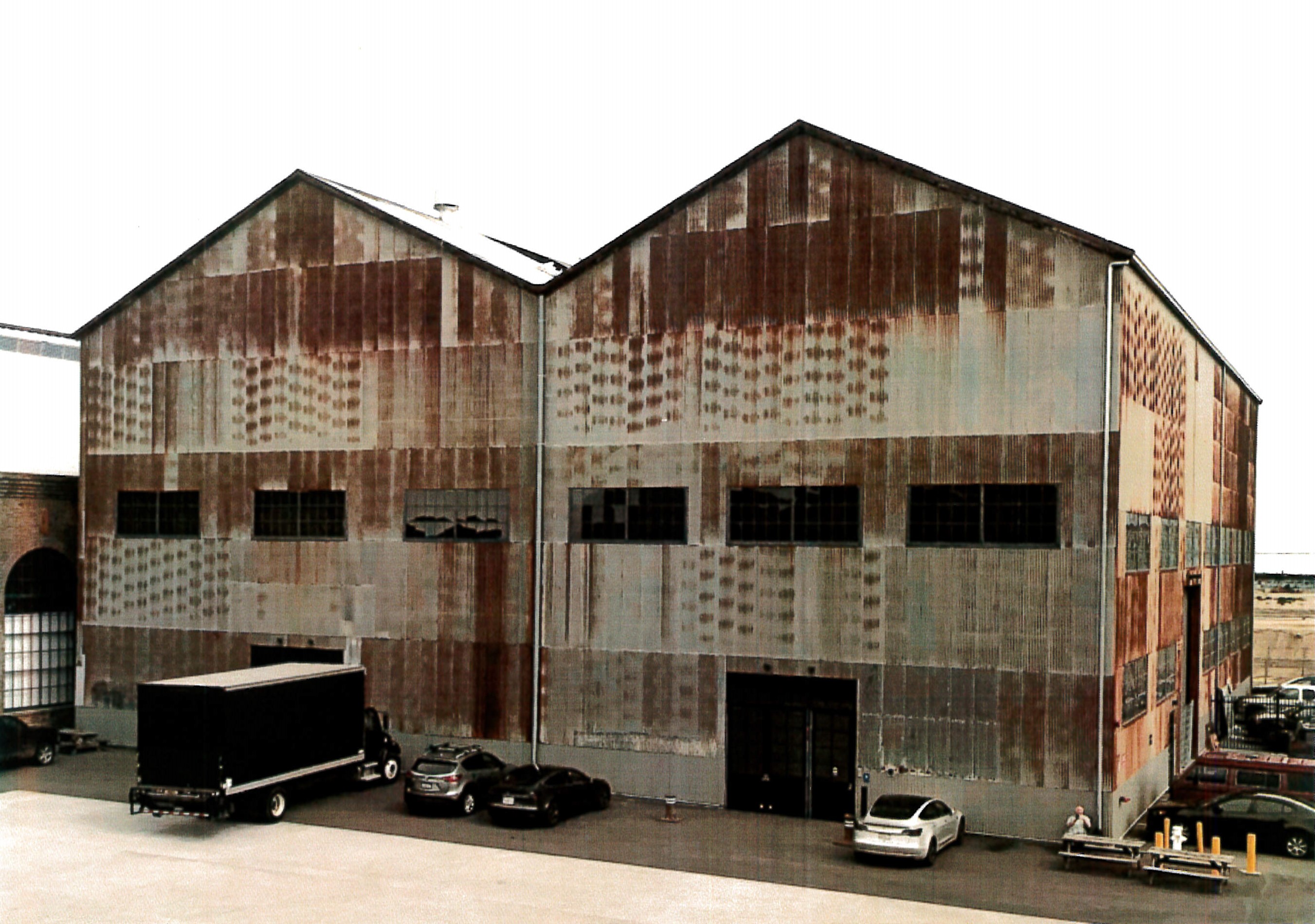 West (left) and south (right) sides of building